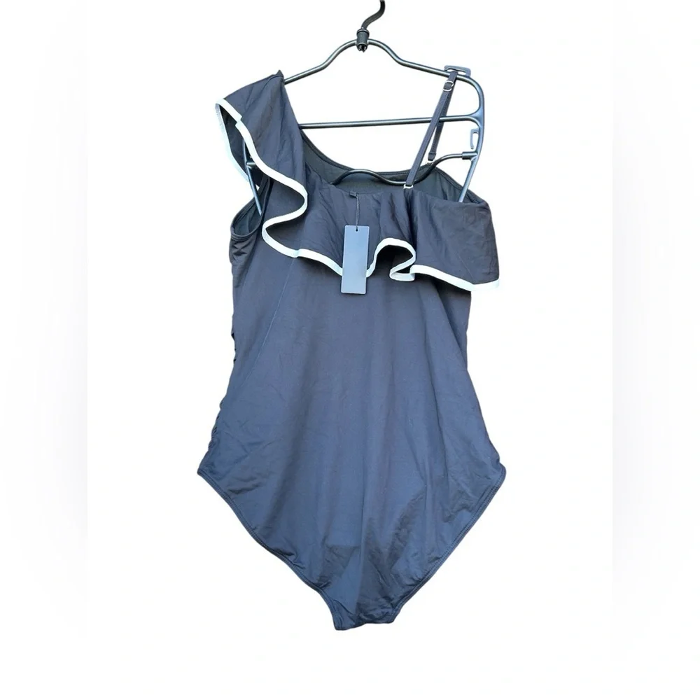 🖤 Tempt Me One‑Shoulder Ruffle One‑Piece Swimsuit – XL (US 16)